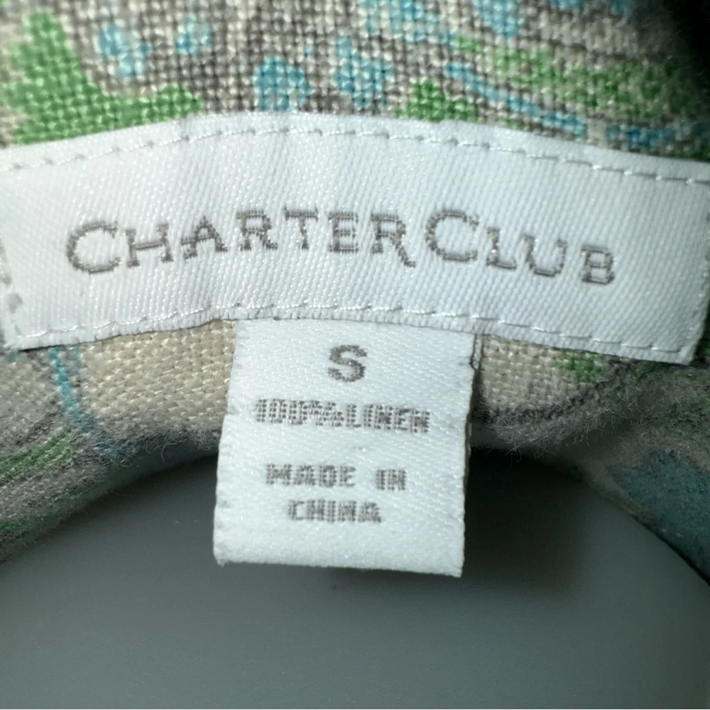 Charter Club 100% Linen‎ Floral Multi Color Blazer Jacket Women’s S With Pockets
